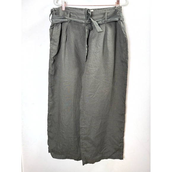 Nicole Miller Pants - Nicole Miller Green 100% Linen Wide Leg Pants Beach Casual Coastal Minimalist XL